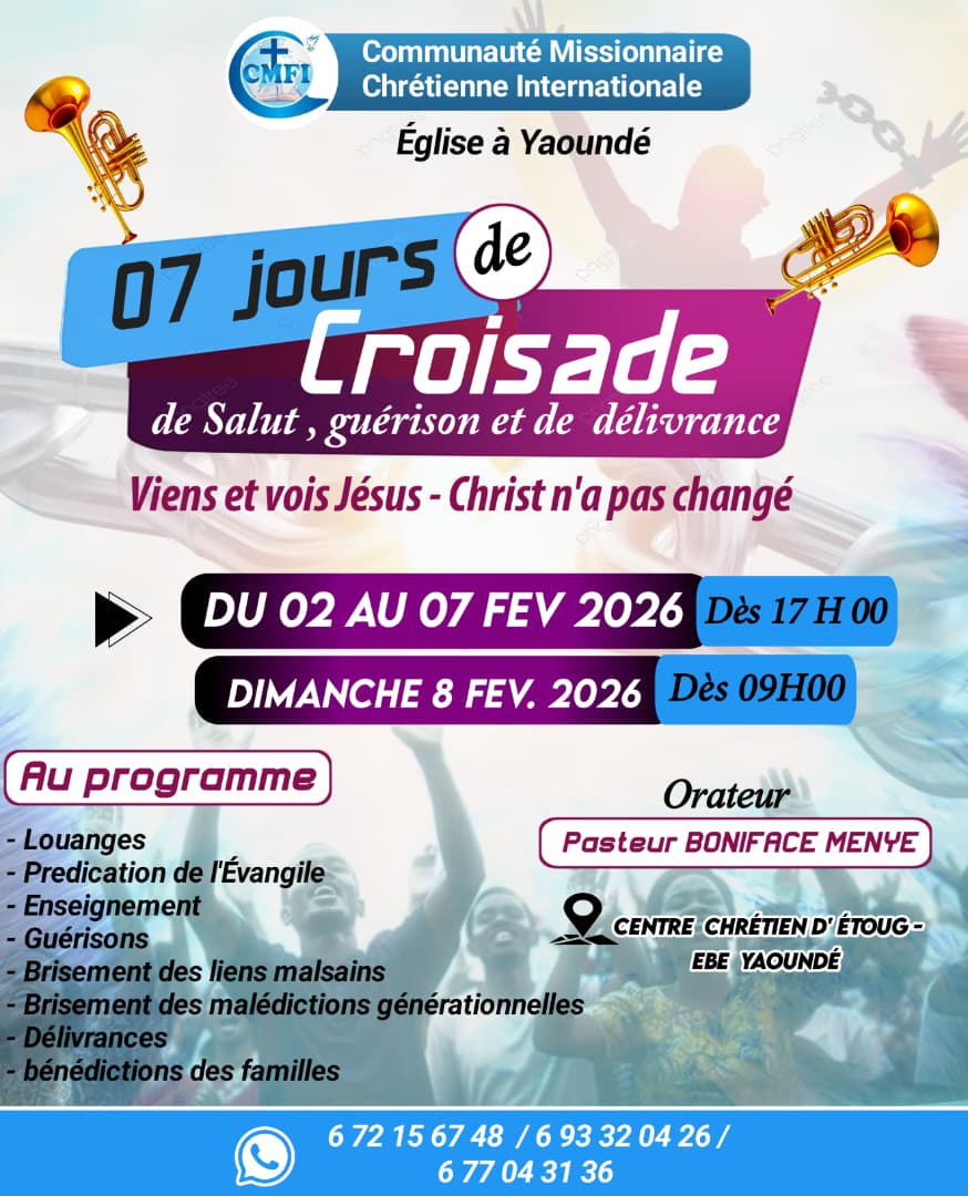 7 JOURS DE CROISADE À YAOUNDÉ AVEC LE PASTEUR BONIFACE MENYE !