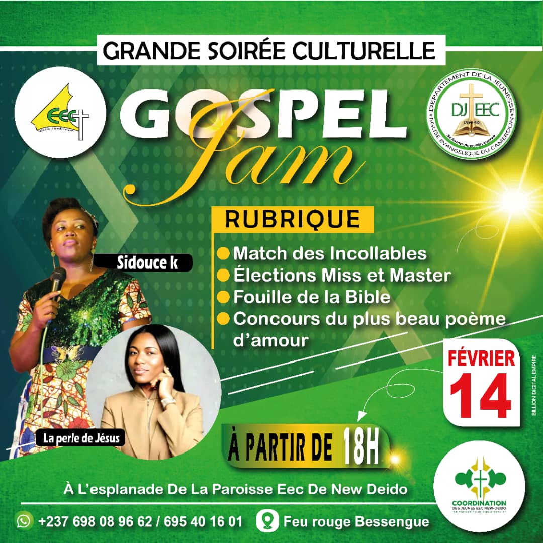 GOSPEL JAM : Une soirée culturelle exceptionnelle le 14 février à New Deido