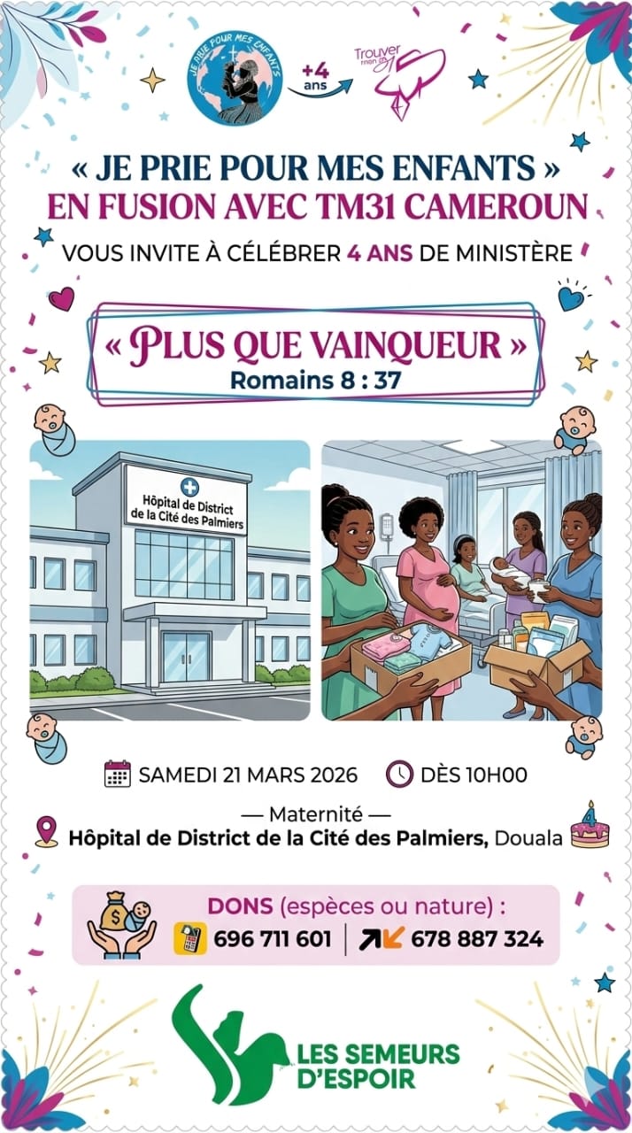 Douala : le ministère “Je Prie Pour Mes Enfants” célèbre 4 ans de mission par une action solidaire à la maternité de la Cité des Palmiers