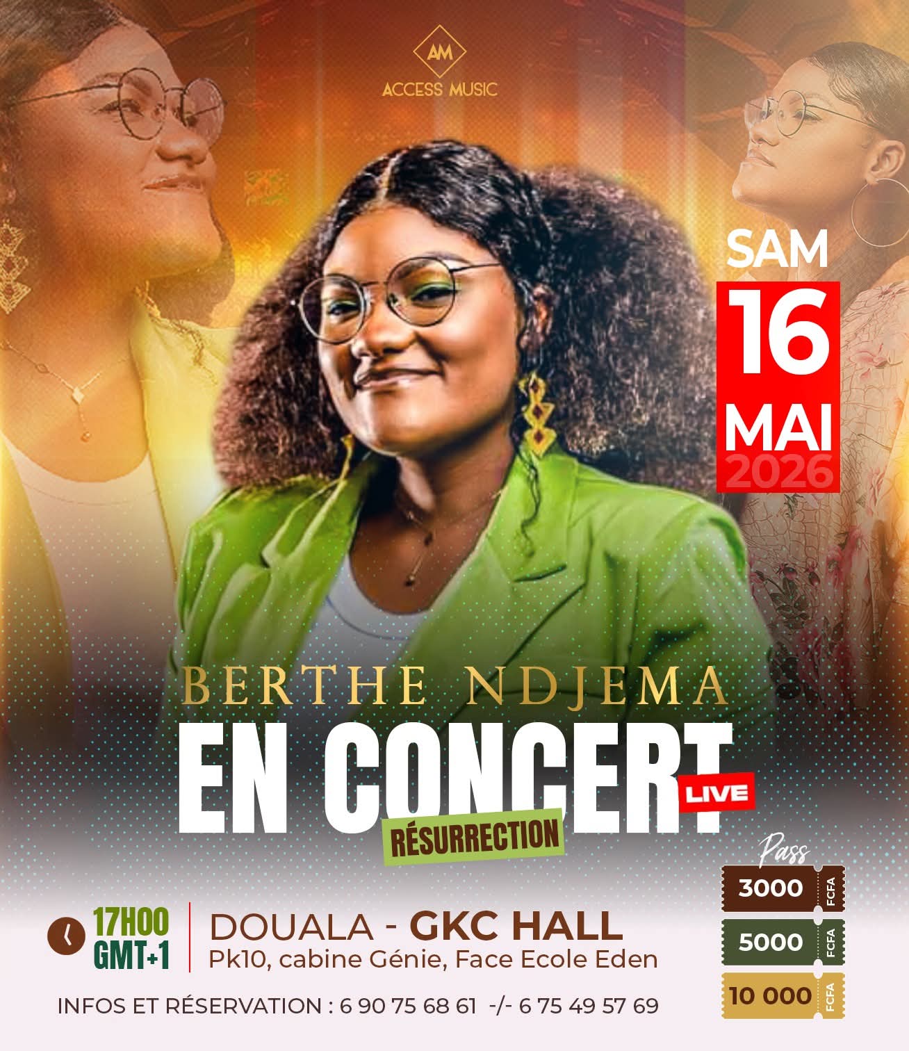 Berthe Ndjema en Concert Live  Résurrection  Le samedi 16 mai 2026