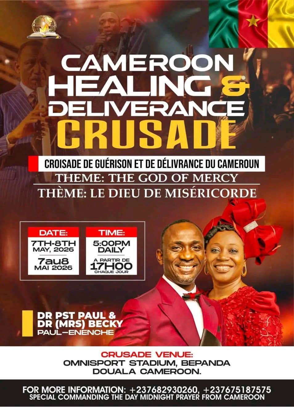 Dr Pst Paul & Dr (Mme) Becky Paul-Enenche  À Douala en MAI 2026