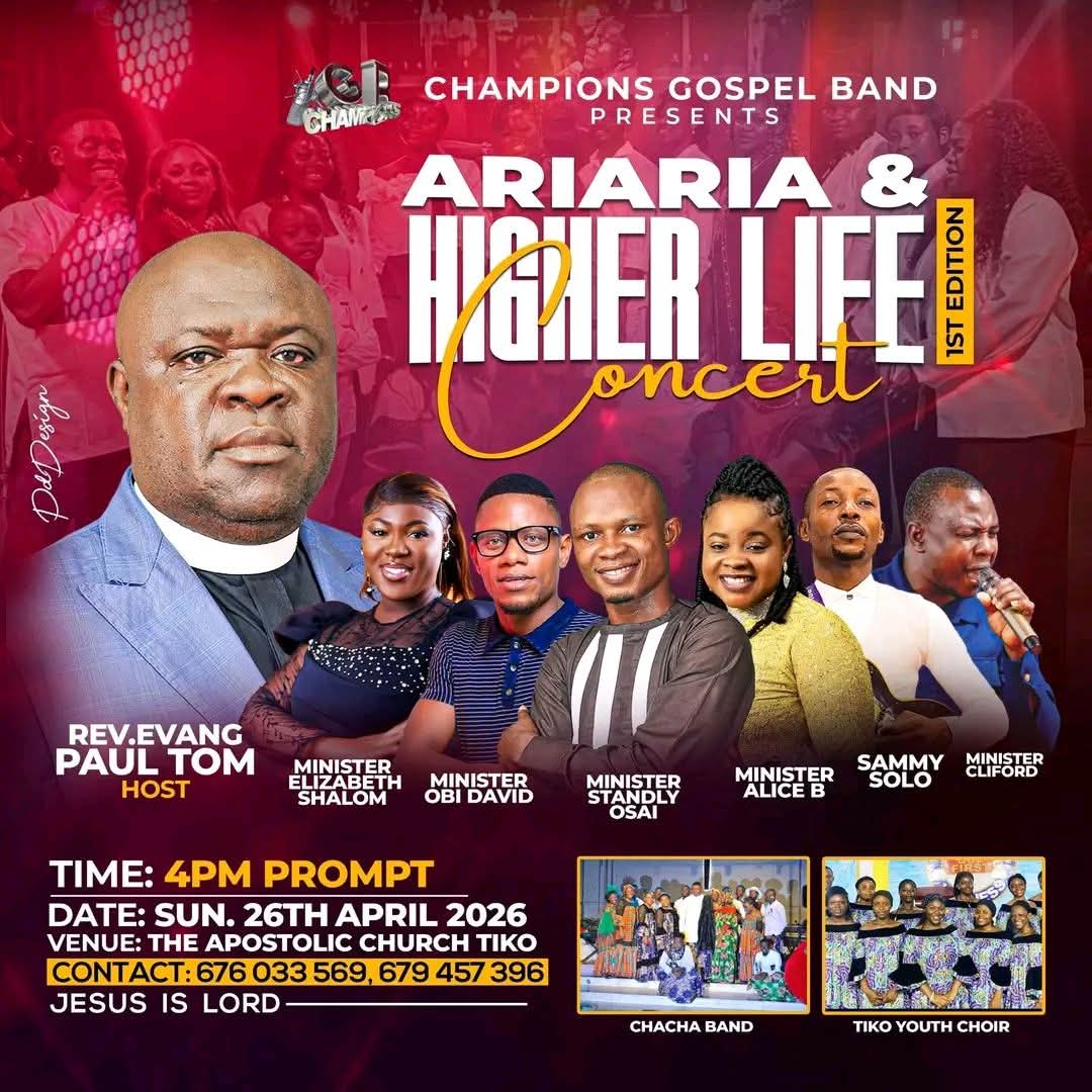 Champions Gospel Band to Host Inaugural “Ariaria & Higher Life Concert” in Tiko
